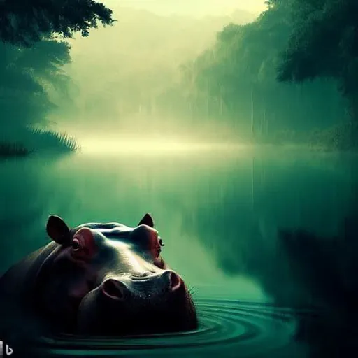 a hippopotamus submerged in a body of water
