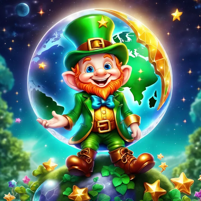 a painting of a lepreite sitting on top of a globe