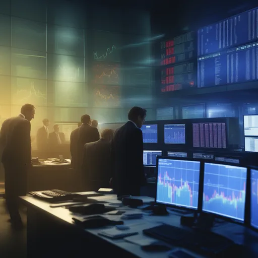 a group of people standing in front of computer screens