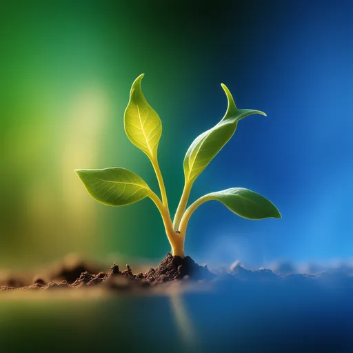 a green plant sprouts out of the ground