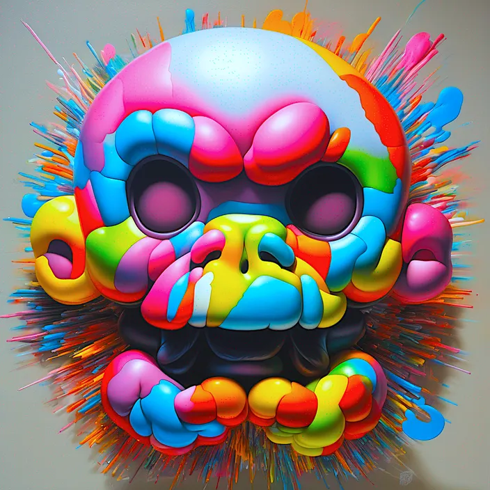 a multicolored mask with spikes on it's face