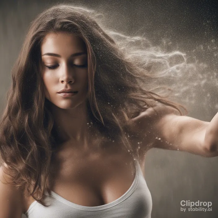 a woman with her hair blowing in the wind