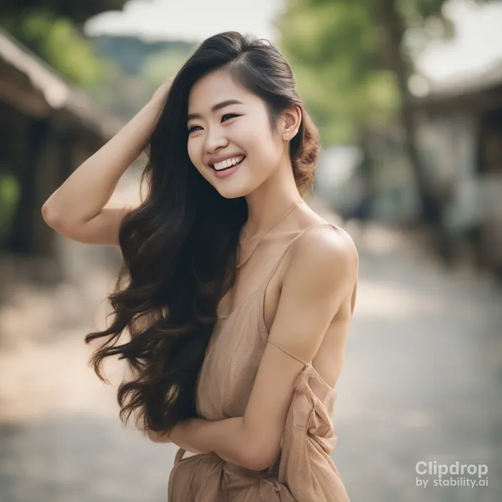 a woman with long dark hair smiling at the camera