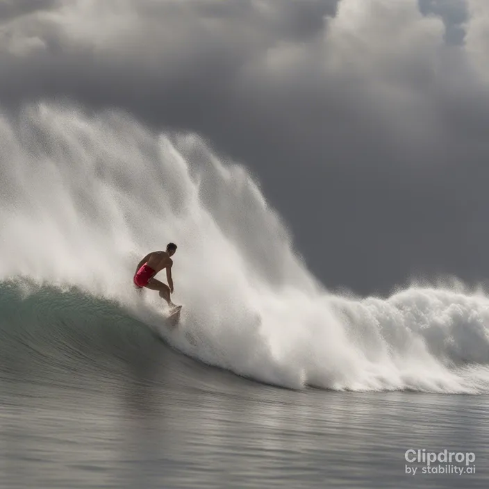 a man riding a wave on top of a surfboard