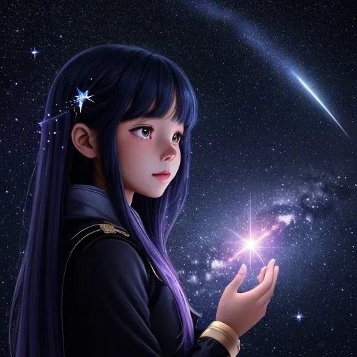 a girl holding a star in her hand