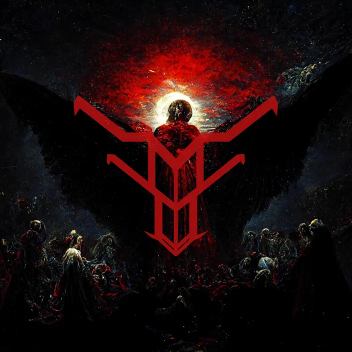 a painting of an angel surrounded by people