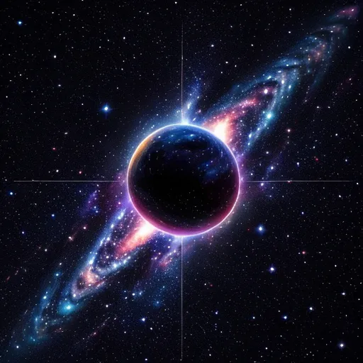 a black hole in the middle of a space filled with stars