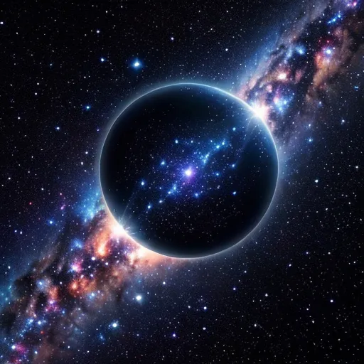 a black hole in the middle of a space filled with stars