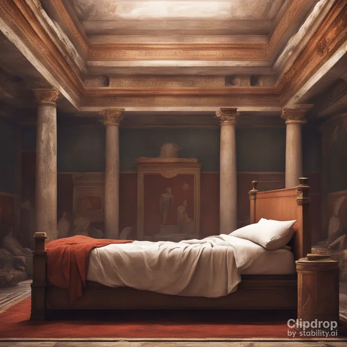 a painting of a bed in a room