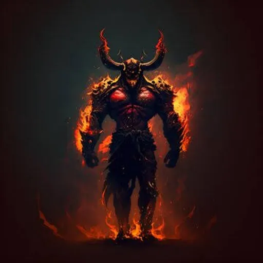 a demonic demon standing in front of a dark background