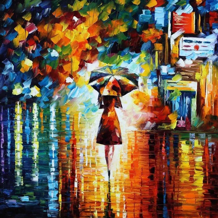 a painting of a woman holding an umbrella