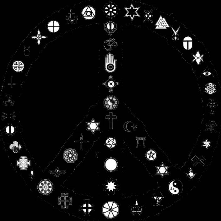 a peace sign made up of various symbols