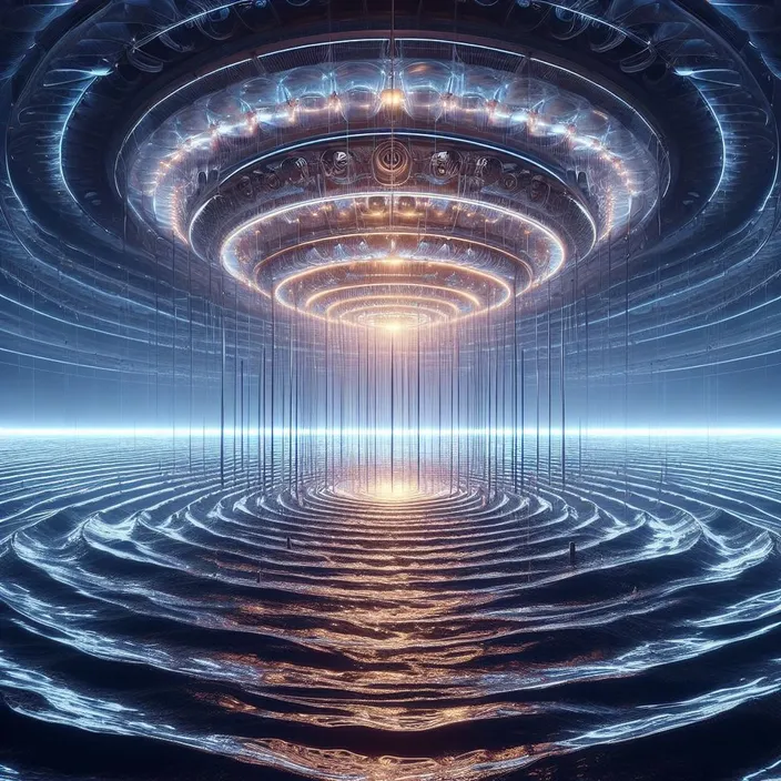 an abstract image of a tunnel in the middle of a body of water