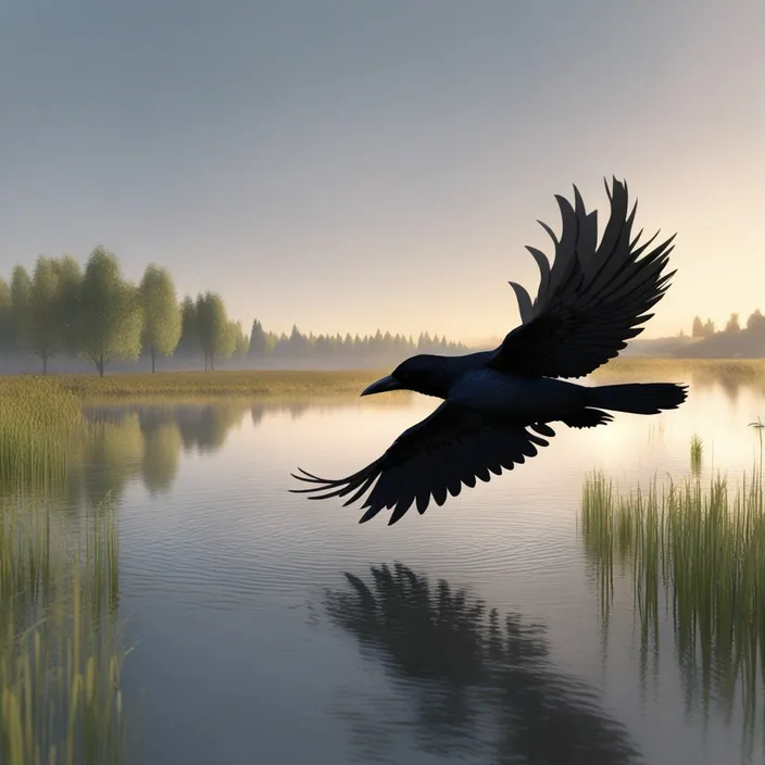 a large bird flying over a body of water