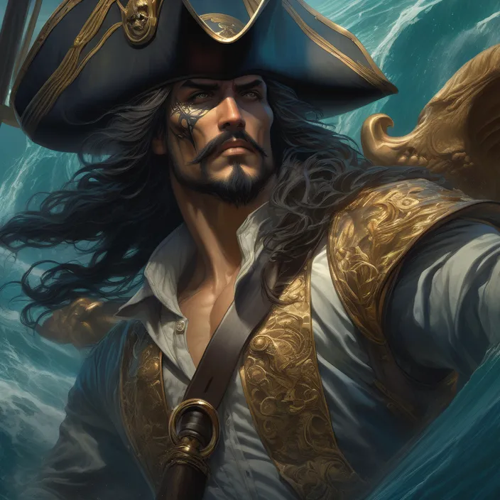 a painting of a man in a pirate costume