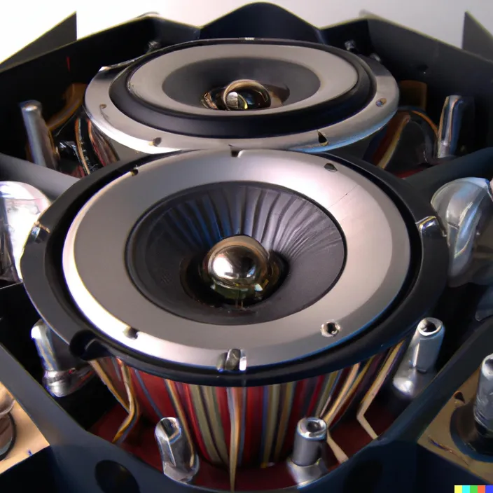 a close up of a speaker inside of a box