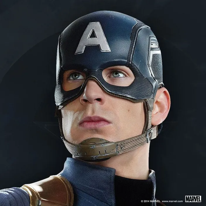 a man wearing a captain america mask and a helmet