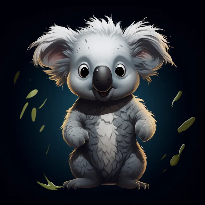 a cartoon koala sitting on the ground