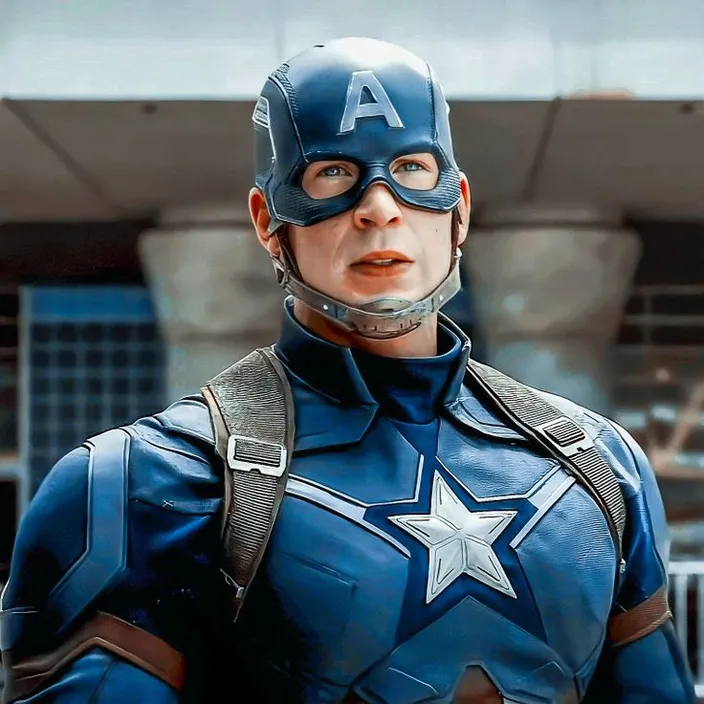 a close up of a person in a captain america costume