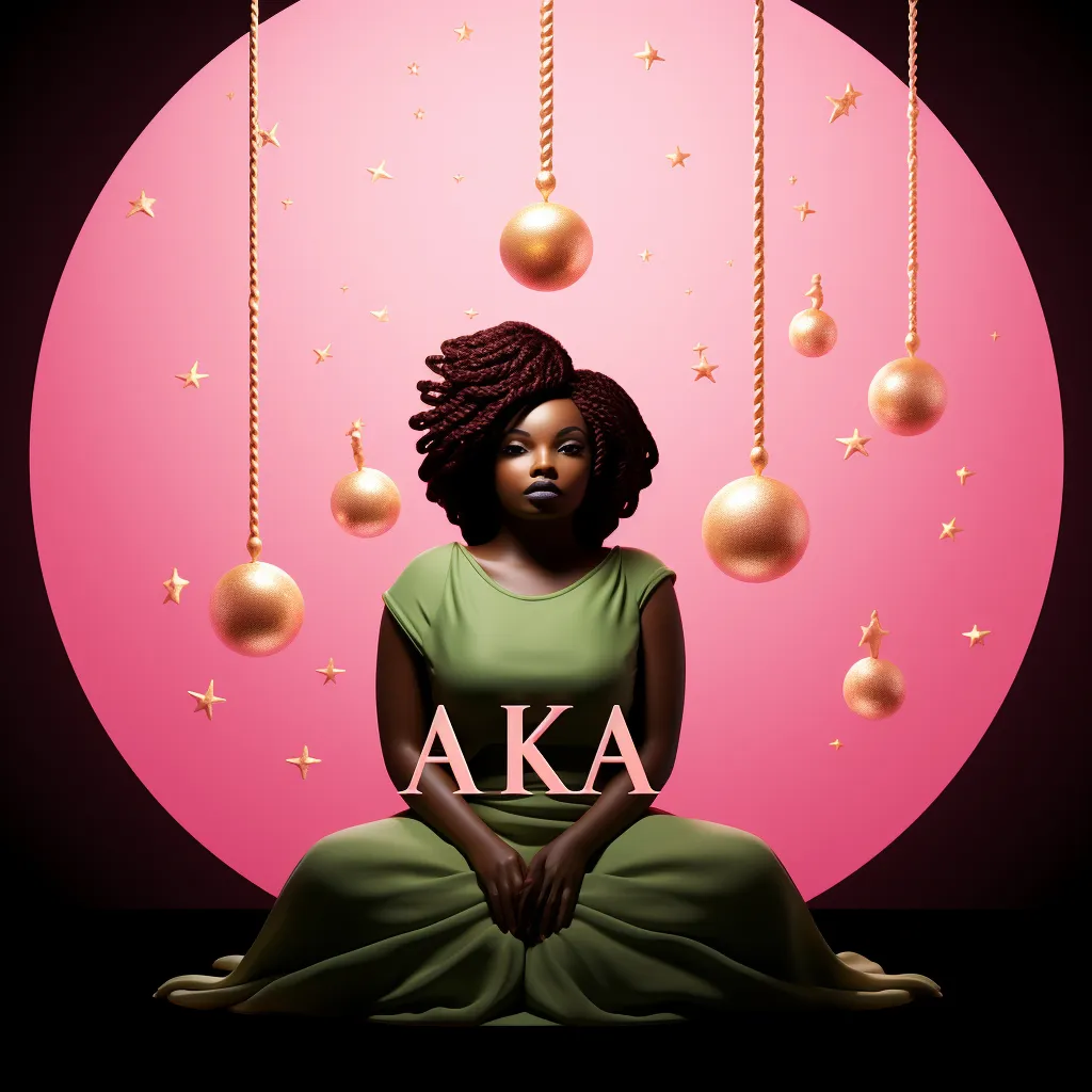 a woman sitting in front of a pink circle, alpha kappa alpha sorority style