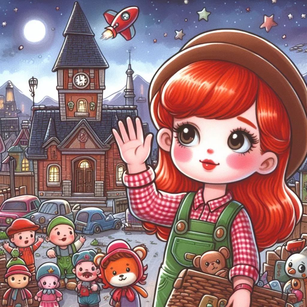 a painting of a girl with red hair holding a basket