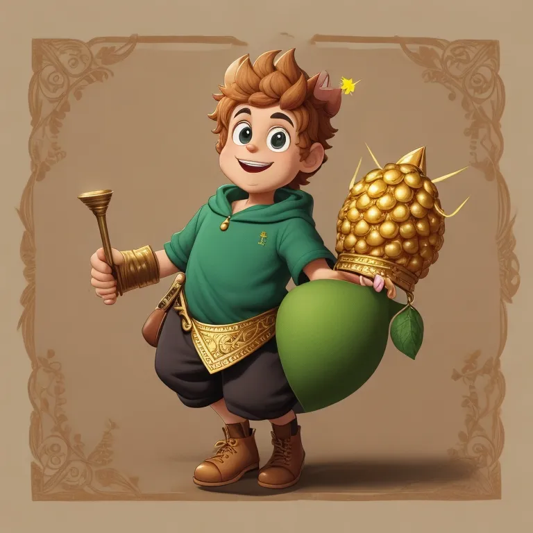 a cartoon character holding a potted plant and a candle