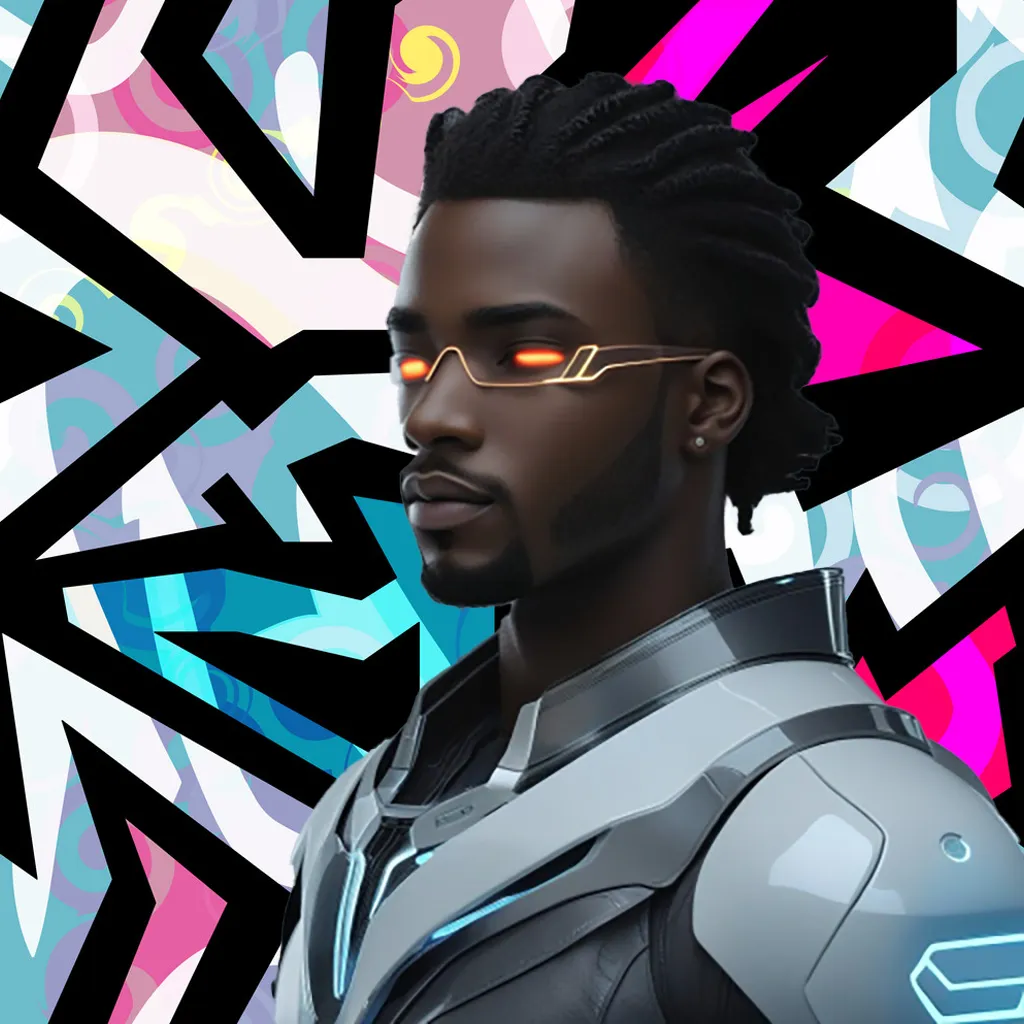 a man in a futuristic suit with glasses moves forward with moving background