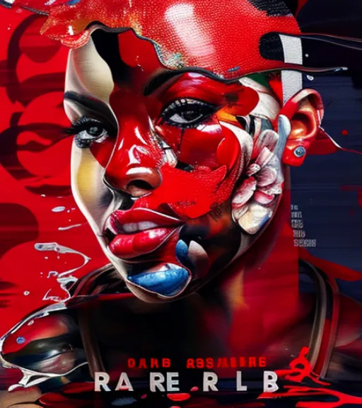 a poster of a woman with red makeup