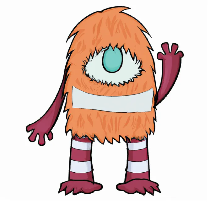 a cartoon monster with big eyes and big legs