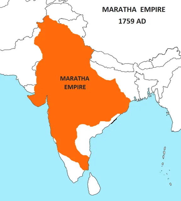 a map of india showing the location of maratha empire