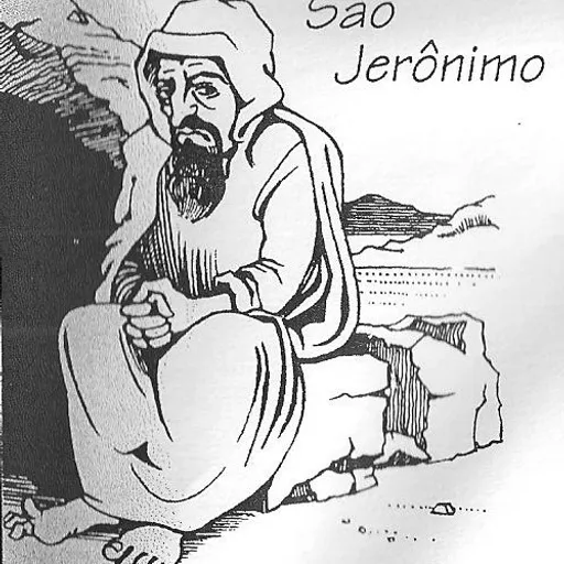 a black and white drawing of a man sitting on a rock