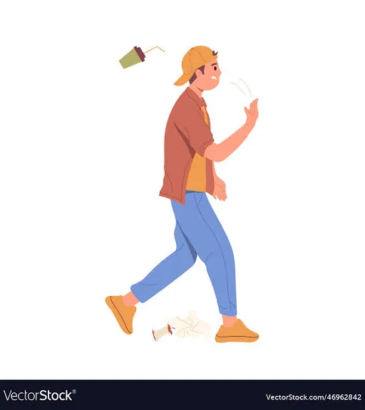 a man walking with a cup of coffee in his hand