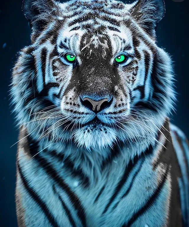 a white tiger with green eyes looking at the camera, realistic, HD. a white tiger with green eyes looking at the camera, realistic, hd