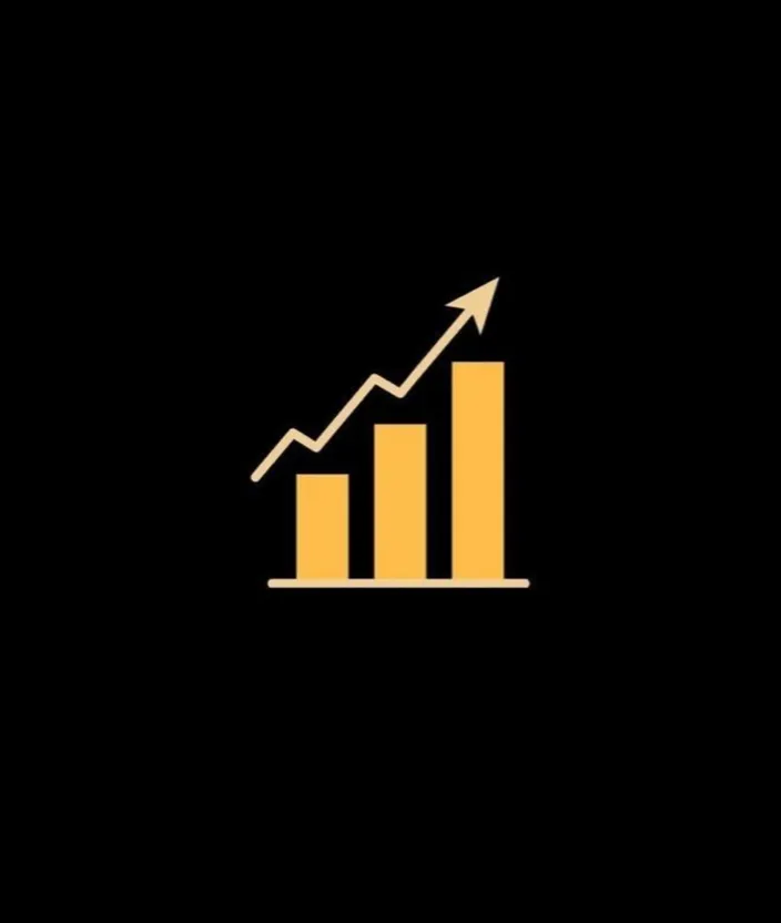 a bar chart with an arrow going up