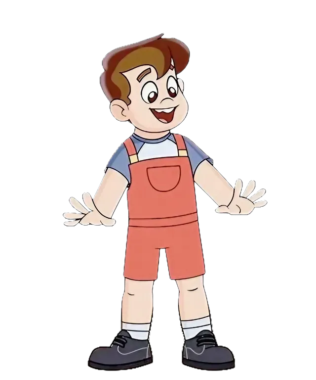 a cartoon boy with an apron on