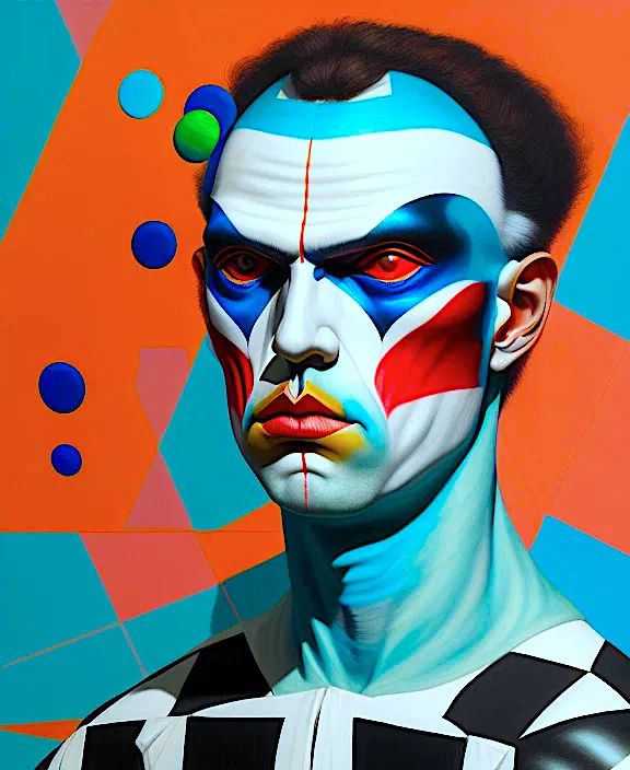 a painting of a man with a painted face