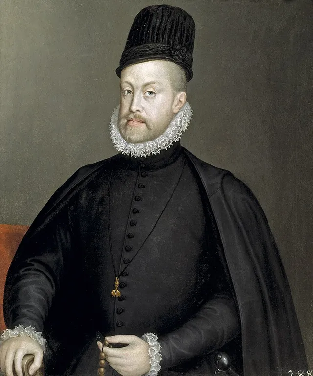 a painting of a man in a black outfit