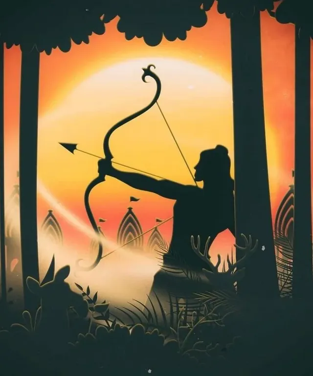 a person with a bow and arrow in the woods