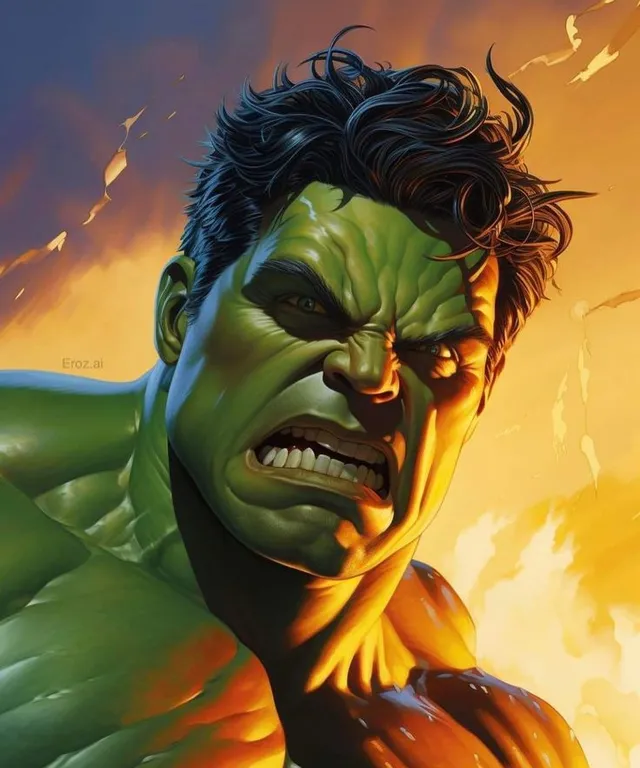 a painting of a man with a hulk face