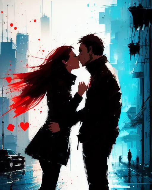 a man and a woman kissing in the rain