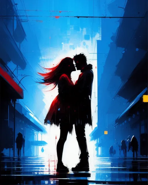 a man and a woman kissing in the rain