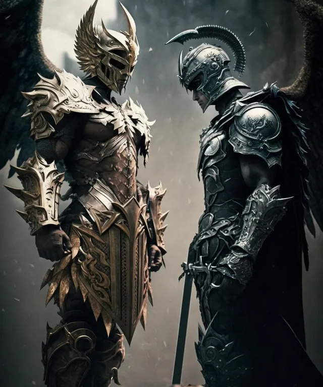 two men in armor standing next to each other