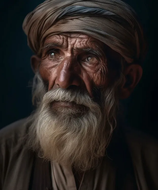 an old man with a long beard and a turban