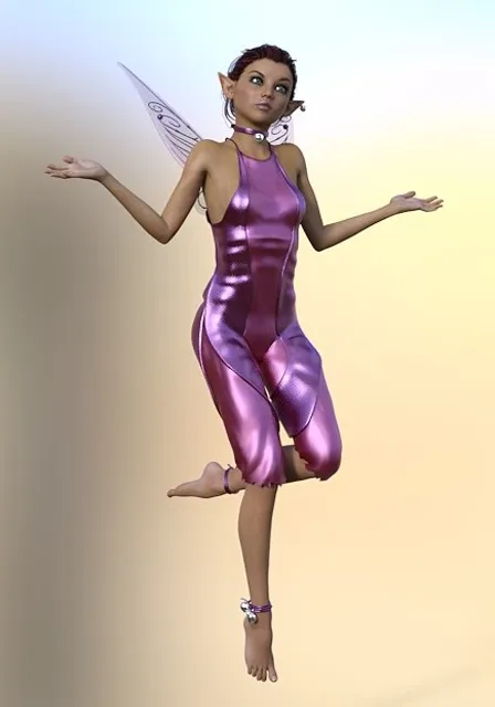 a woman in a purple dress is flying through the air