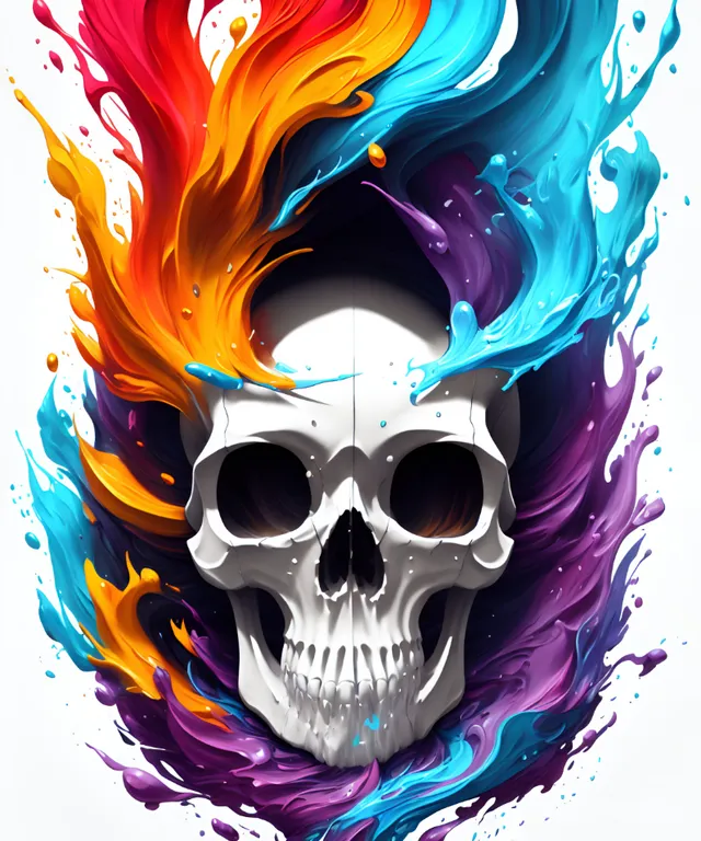 a skull with colorful hair and a skull face
