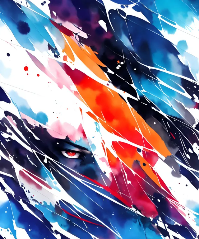 a painting of a woman's face with colorful paint splatters on it