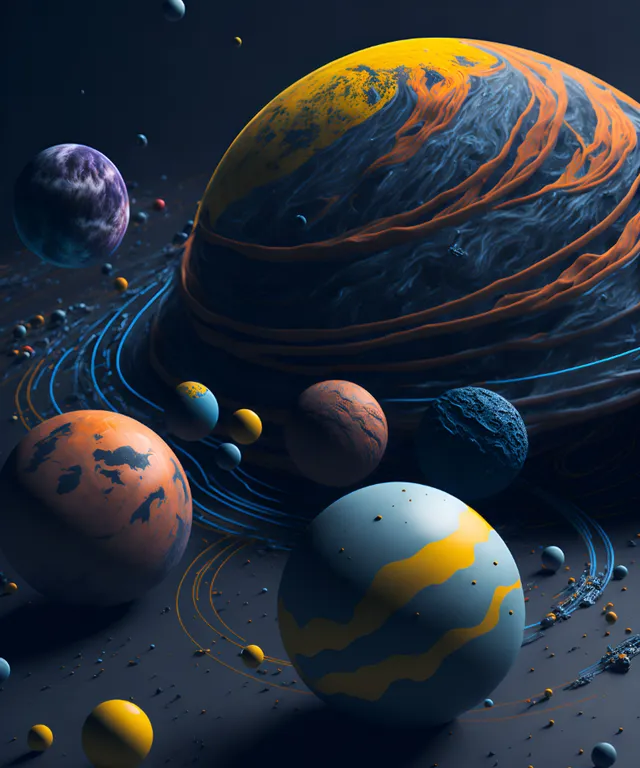 a bunch of planets that are in the air