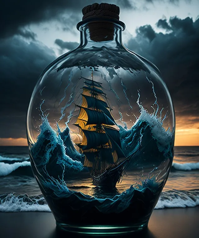 a ship in a bottle on the beach