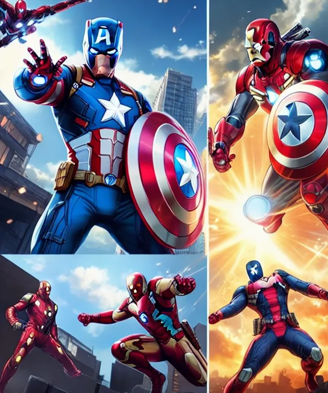 a collage of captain america and the avengers