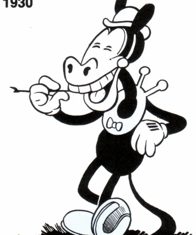 a black and white drawing of a cartoon character